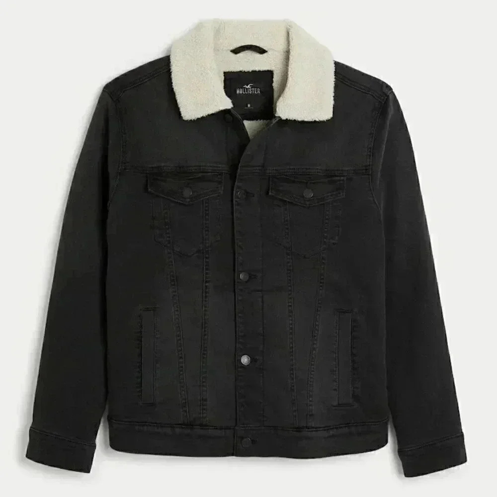 Hollister FAUX SHEARLING-LINED DENIM TRUCKER JACKET